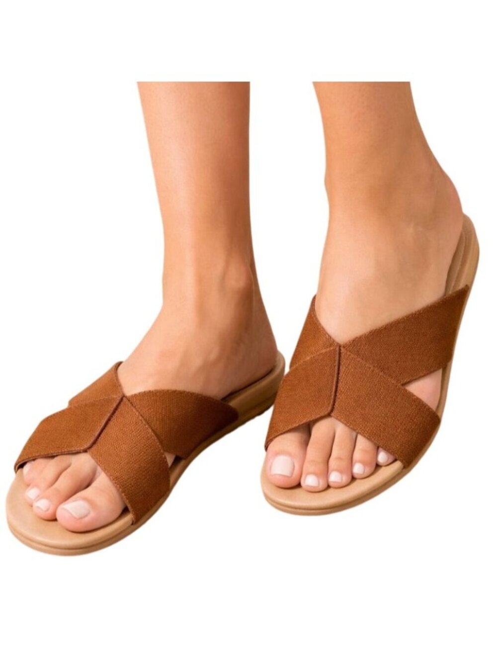 Jenni Kayne Cotton Crossover Sandal in Walnut - Size 6